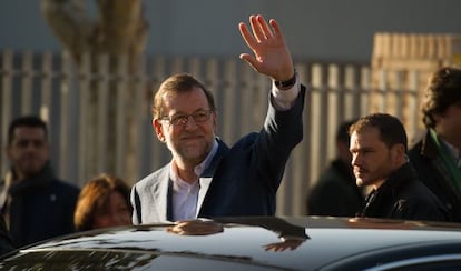 Rajoy, després de votar aquest diumenge a Aravaca (Madrid).