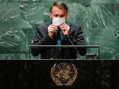 El presidente de Brasil, Jair Bolsonaro, da un discurso en la Asamblea General de la ONU.
