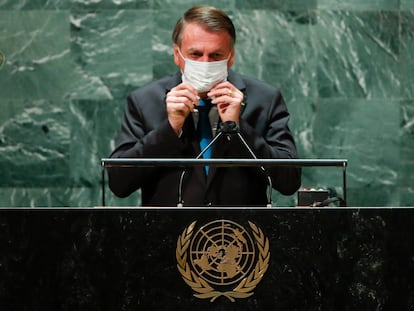 El presidente de Brasil, Jair Bolsonaro, da un discurso en la Asamblea General de la ONU.