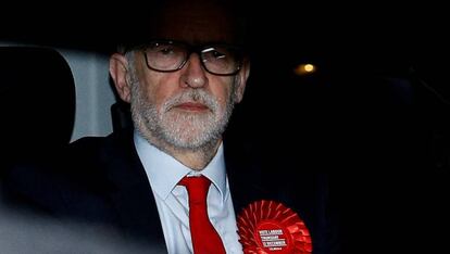 Jeremy Corbyn, durante la noche electoral.