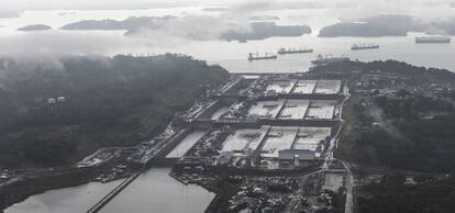 Vista el pasado mes de enero de la vertiente Atlántica del canal de Panamá, obra liderada por Sacyr.