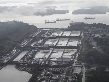 Vista el pasado mes de enero de la vertiente Atlántica del canal de Panamá, obra liderada por Sacyr.