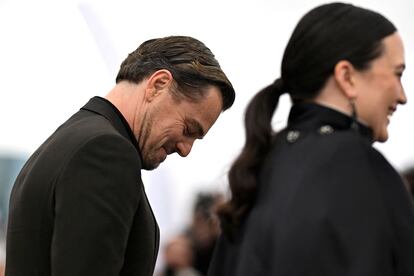 Leonardo Dicaprio y Lily Gladstone, el domingo antes de la rueda de prensa.