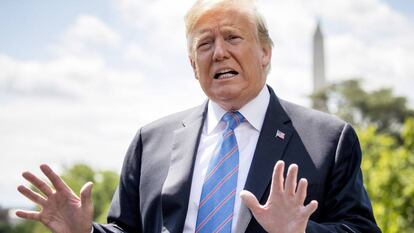 El presidente Donald Trump en el jardín de la Casa Blanca