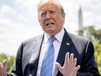 El presidente Donald Trump en el jardín de la Casa Blanca