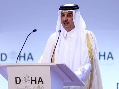 El emir de Qatar, Tamim bin Hamad al Thani, el pasado sábado en el Foro de Doha.