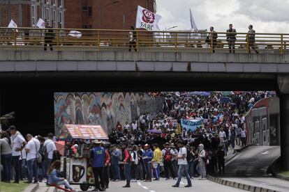 La manifestación en las calles de Bogota.