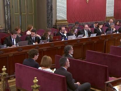 Vista general de la sala del Supremo durante una sesión del juicio del 'procés'.