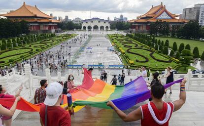 Celebración del Orgullo en la plaza de la Libertad de Taipéi, en junio de 2020.