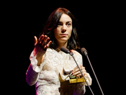 Vicky Luengo, durante su discurso de agradecimiento por el premio a mejor actriz protagonista de teatro.