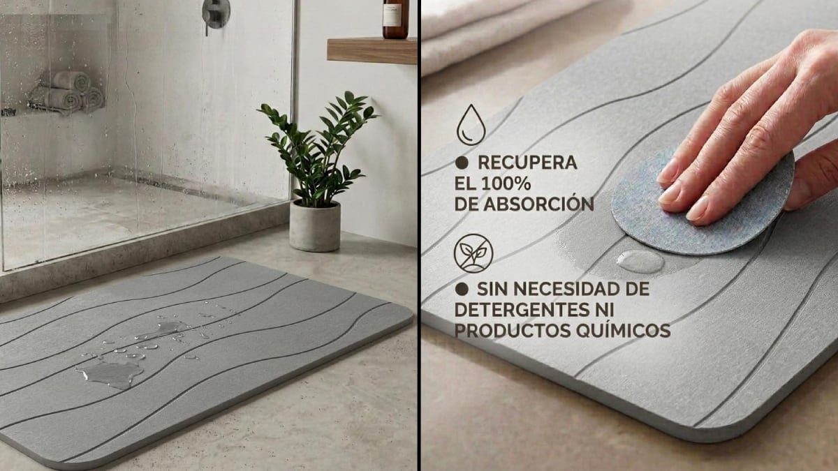 Esta alfombra de diatomeas absorbe muy rápido el agua y se vende en siete colores.