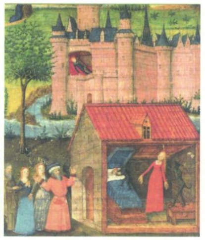 Escena de la 'Historia de Merlín'. Siglo XIV.