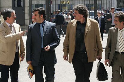 Los diputados de ERC Joan Puig, Joan Puigcercós, Joan Tardà y Josep Andreu Domingo, a su llegada al Congreso.