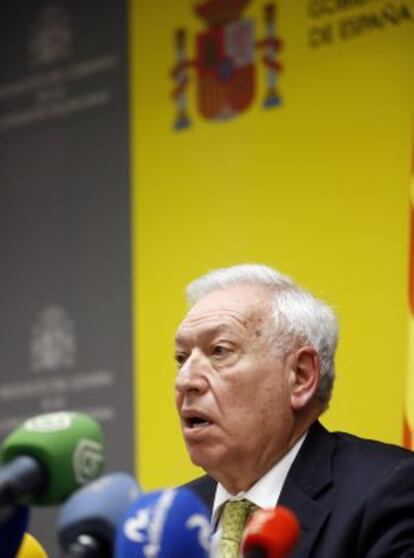 Margallo, durante la rueda de prensa de este miércoles.