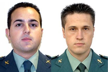 Los dos guardia civiles, Raúl Centeno y Fernando Trapero, asesinados por ETA en diciembre de 2007.