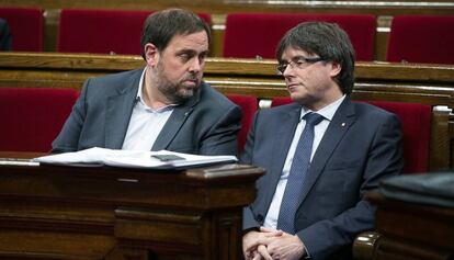 Oriol Junqueras, amb el president Carles Puigdemont.