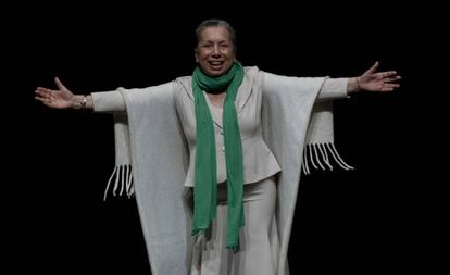 Carmelilla Montoya, este jueves en Fibes durante el homenaje que le rindió el mundo del flamenco en su despedida de los escenarios.