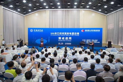 Conferencia de inauguración del radiotelescopio más grande del mundo llamado 'FAST', en la provincia de Guizhou (China).