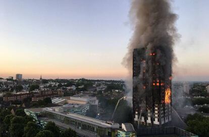 Incendio el pasado 14 de junio en la torre Grenfell, en Londres.