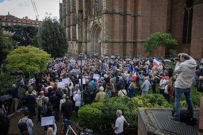 Vista general de la concentración contra el antisemitismo celebrada el viernes en Toulouse. 