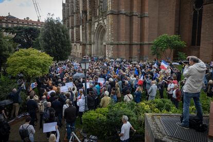 Vista general de la concentración contra el antisemitismo celebrada el viernes en Toulouse.