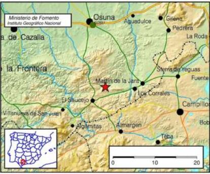 Epicento del terremoto detectado en El Saucejo.