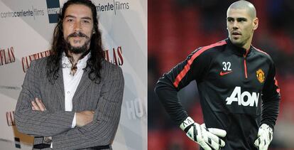 El actor Óscar Jaenada, izquierda, y el portero Víctor Valdés.