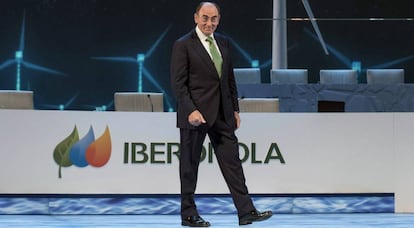 El presidente de Iberdrola, Ignacio Sánchez Galán, durante la Junta General de Accionistas.