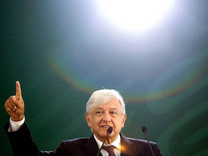 El presidente de México, Andrés Manuel López Obrador, durante una conferencia. 