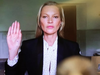 La modelo Kate Moss, en su declaración en el juicio entre Johnny Depp y Amber Heard.