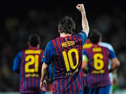 Messi, celebrando un gol.