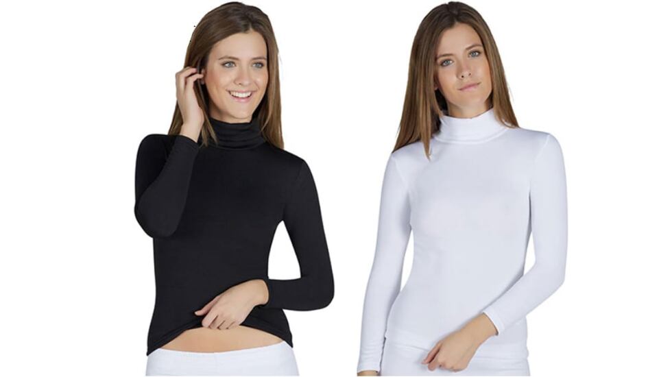 Con cuello alto disponible en dos colores.