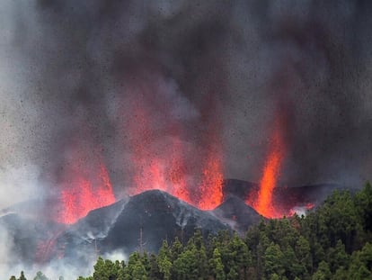 The volcanic eruption in La Palma on Sunday.