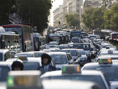 Congestión vehicular en Madrid.