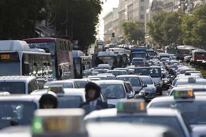 Congestión vehicular en Madrid.