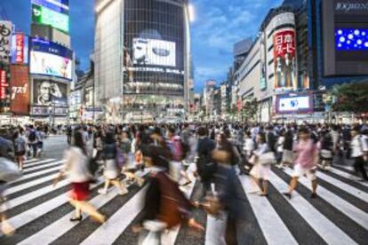 Paso de peatones en Shibuya, en Tokio.