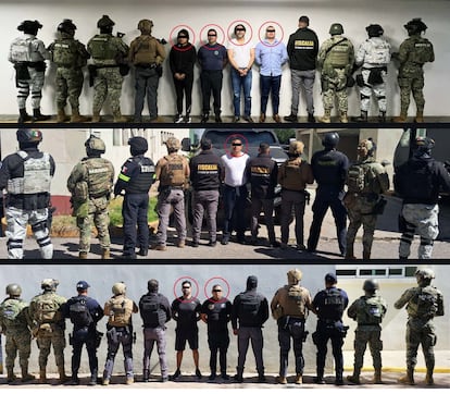 Funcionarios del Estado de México detenidos durante la 'Operación Enjambre', el 22 de noviembre en Toluca. 