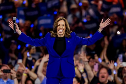 Kamala Harris, este martes en Milwaukee, ciudad en la que ofreció un mitin.