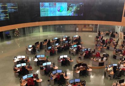 Apecto de la sala del Centro de Emergencias Madrid 112.