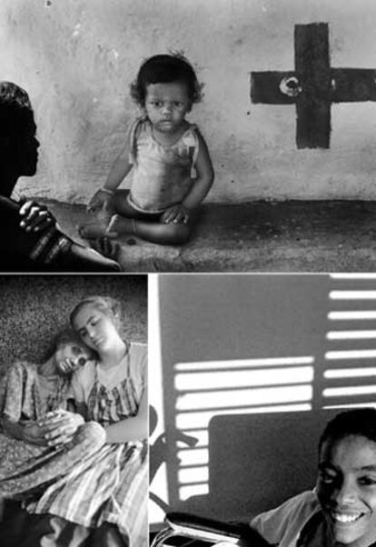 La fotografía <i>Recibiendo tratamiento,</i> de Eveline d'Hanens, muestra a Dhriti de perfil junto a su hija.