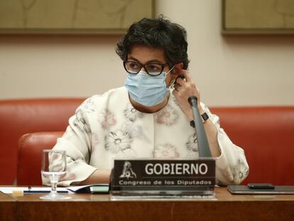 La ministra de Asuntos Exteriores, Arancha González Laya, en el Congreso de los Diputados, en Madrid, el pasado 18 de febrero.