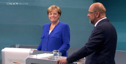 Angela Merkel y MartinSchulz, en su debate.