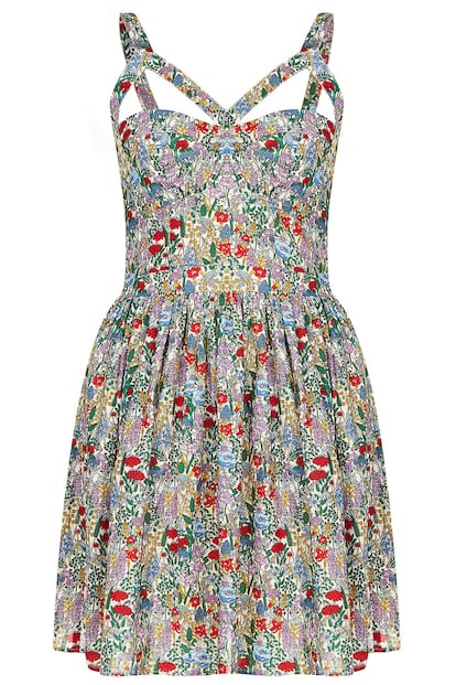 Vestido de flores con detalle cut out en el escote de TopShop (49 euros).