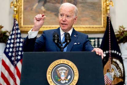 El presidente Joe Biden, durante su comparecencia de este jueves en la Casa Blanca.