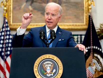 El presidente Joe Biden, durante su comparecencia de este jueves en la Casa Blanca.