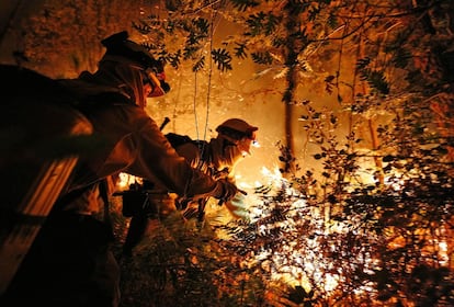 Fue el peor verano de incendios forestales de la última década. Más de 150.000 hectáreas se vieron afectadas, casi el doble de la superficie arrasada en 2011. Sufrieron especialmente la Comunidad Valenciana, Girona, la isla de La Gomera y León (aquí, dos bomberos luchan contra el fuego que asoló Tabuyo del Monte, en agosto). Calor intenso y escasez de precipitaciones ejercieron de implacables aliados de las llamas. Más alllá de las condiciones meteorológicas, el acento recayó sobre los recortes en medios destinados a la prevención y extinción de incendios.