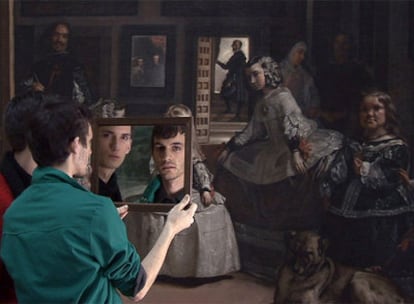 Fotograma de <i>Two mirrors,</i> de Adad Hannah, vídeo grabado en el Museo del Prado.