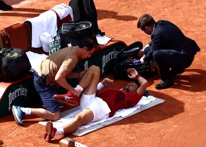 Djokovic, durante el partido contra Cerúndolo en la Philippe Chatrier de París.