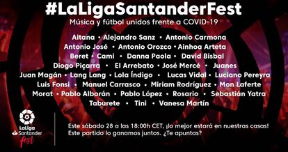 Los artistas confirmados de LaLiga Santander Fest para este sábado a partir de las 18.30.