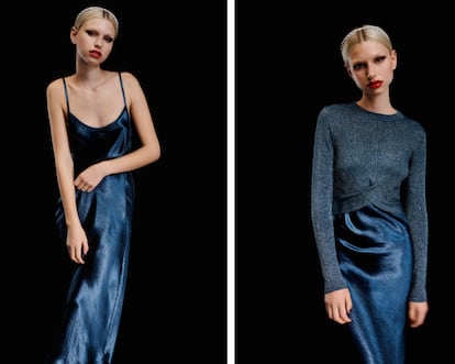 Un ‘slip dress’. Coronado como la prenda-tendencia del verano 2021, el uso del vestido lencero se ha dilatado a todas las estaciones. Esta prenda íntima y vaporosa popularizada en los 90 por diseñadores como Calvin Klein o Helmut Lang y su mayor embajadora, Kate Moss, sabe ubicarse en cualquier contexto nocturno, incluso, en una cena de empresa. Los coletazos del revival por el estilo noventero que aún perduran recomiendan llevarlo junto a una americana oversize y sandalias de pulsera. Para un efecto más distendido, solo precisa un mini pullover que cubra la parte superior en el mismo tono. En la imagen, vestido satinado de Lefties.